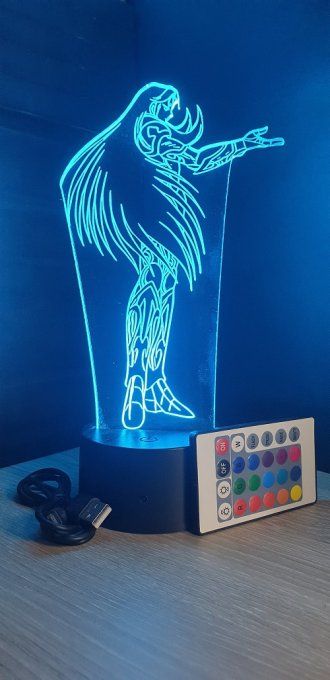 Lampe led 3D Mû, Chevaliers du Zodiaque, illusion, idée cadeau, veilleuse, déco, enfant, chambre
