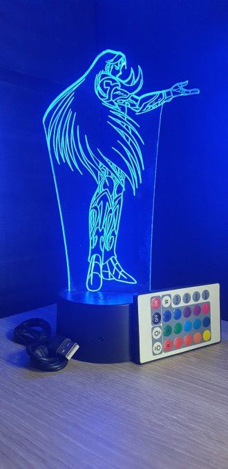 Lampe led 3D Mû, Chevaliers du Zodiaque, illusion, idée cadeau, veilleuse, déco, enfant, chambre