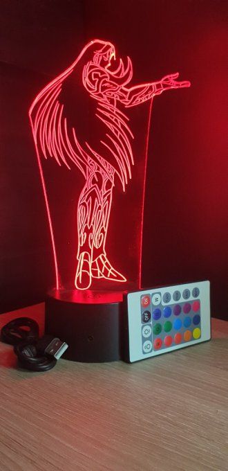 Lampe led 3D Mû, Chevaliers du Zodiaque, illusion, idée cadeau, veilleuse, déco, enfant, chambre
