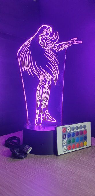 Lampe led 3D Mû, Chevaliers du Zodiaque, illusion, idée cadeau, veilleuse, déco, enfant, chambre