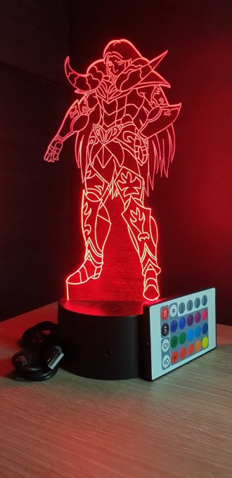 Lampe led 3D Mû, Chevaliers du Zodiaque, illusion, idée cadeau, veilleuse, déco, enfant, chambre