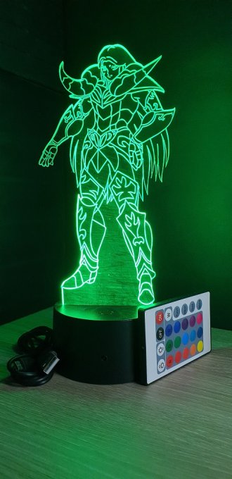 Lampe led 3D Mû, Chevaliers du Zodiaque, illusion, idée cadeau, veilleuse, déco, enfant, chambre