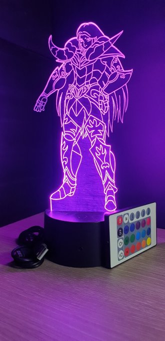 Lampe led 3D Mû, Chevaliers du Zodiaque, illusion, idée cadeau, veilleuse, déco, enfant, chambre