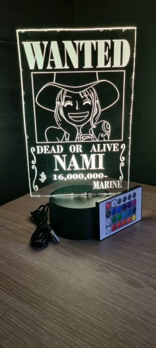 Lampe led 3D Nami Wanted, manga, veilleuse, idée cadeau, dessin animé, déco, chevet