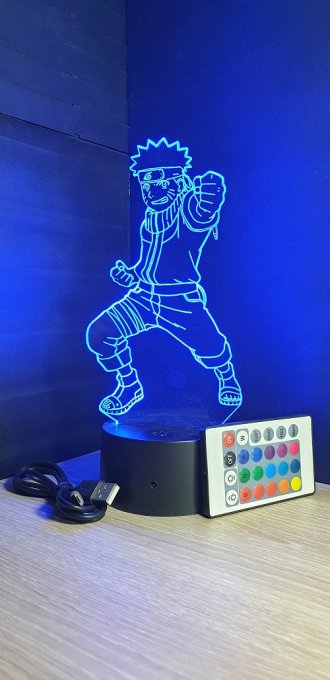 Lampe led 3D Naruto, manga ,veilleuse, lampe de chevet, déco, illusion, bureau, lumière, éclairage