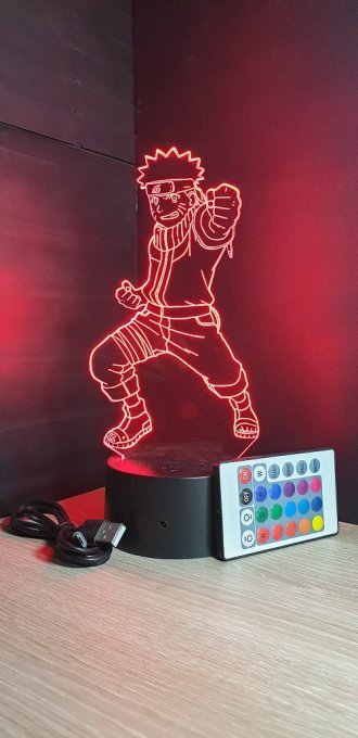 Lampe led 3D Naruto, manga ,veilleuse, lampe de chevet, déco, illusion, bureau, lumière, éclairage