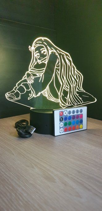 Lampe led 3D Nezuko assise, Demon Slayer, manga ,veilleuse, dessin animé, déco, illusion, chevet