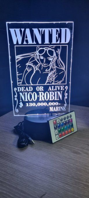 Lampe led 3D Nico Robin Wanted, manga, veilleuse, idée cadeau, dessin animé, déco, chevet