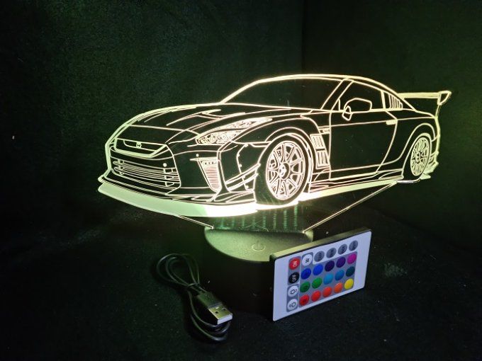 Lampe led 3D Nissan GTR, voiture, veilleuse, chevet, cadeau