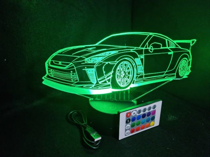 Lampe led 3D Nissan GTR, voiture, veilleuse, chevet, cadeau