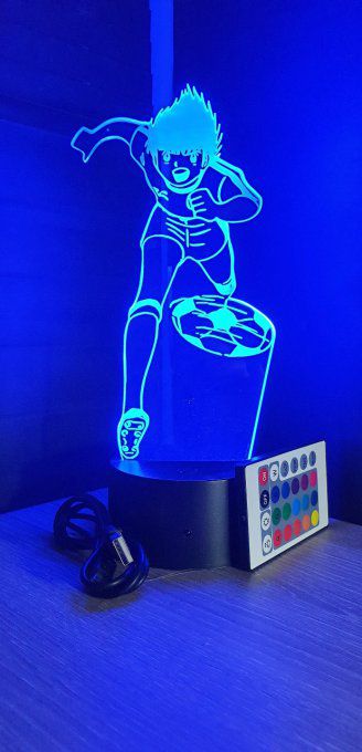 Lampe led 3D Olive et Tom, foot, veilleuse, idée cadeau, manga, animés, scan, déco, illusion, chevet