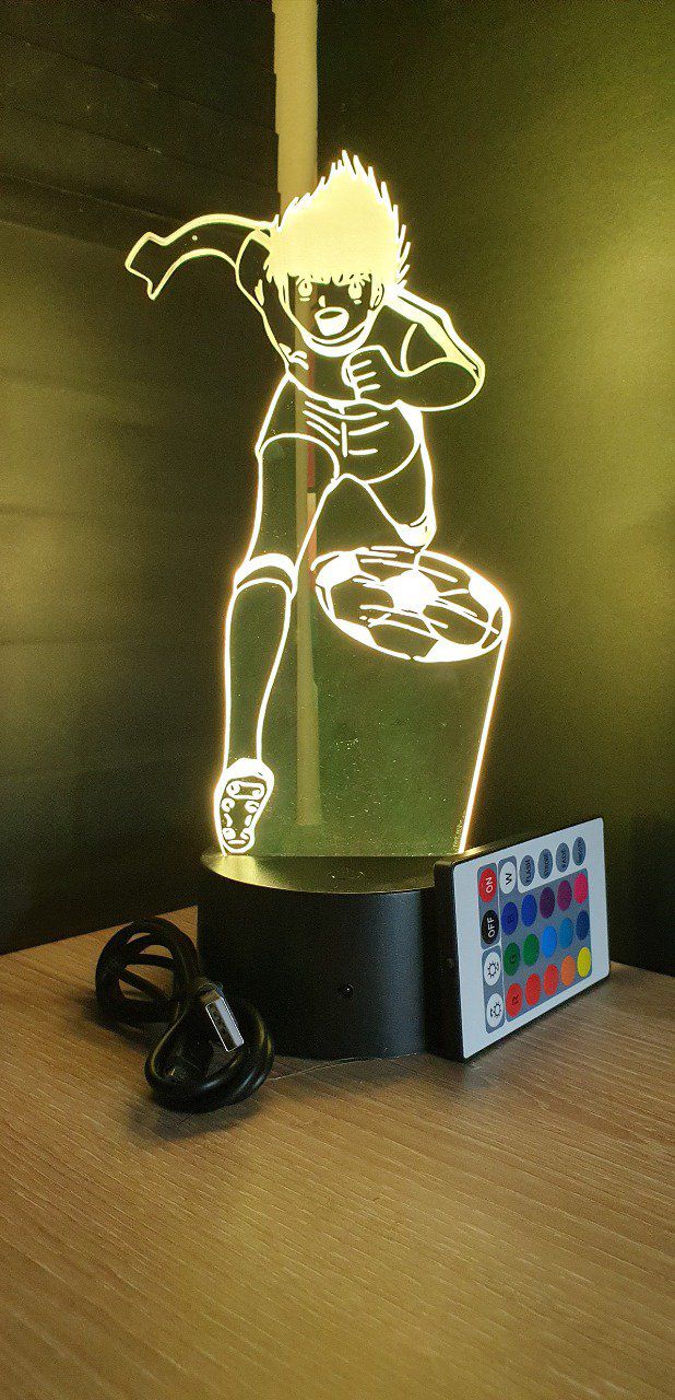 Lampe led 3D Olive et Tom, foot, veilleuse, idée cadeau, manga, animés, scan, déco, illusion, chevet