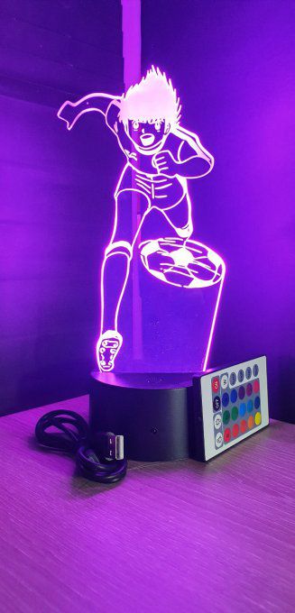 Lampe led 3D Olive et Tom, foot, manga, scan, déco, illusion, chevet