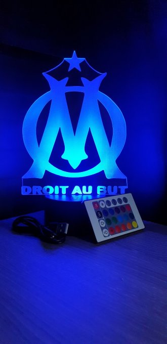 Lampe led 3D Olympique de Marseille, OM, ligue 1, sport, déco, chevet