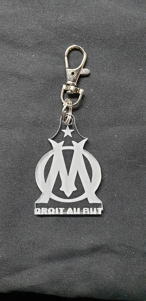 Porte-clés Olympique de Marseille, OM, foot, attache, faire part, cadeau, accroche, médaillon
