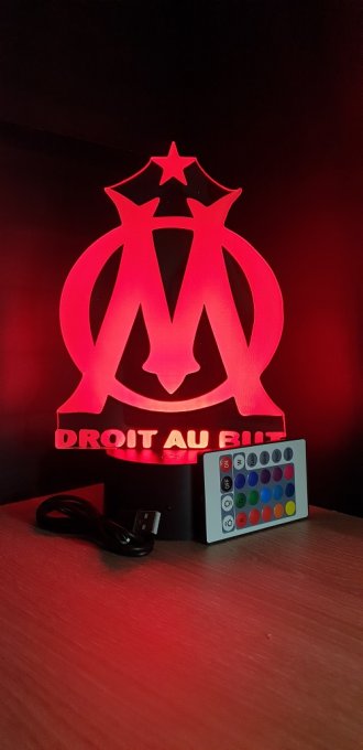 Lampe led 3D Olympique de Marseille, OM, ligue 1, sport, football, équipe ,veilleuse, déco, chevet