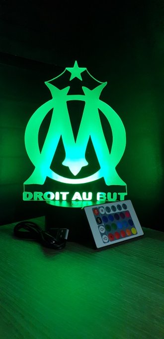 Lampe led 3D Olympique de Marseille, OM, ligue 1, sport, football, équipe ,veilleuse, déco, chevet
