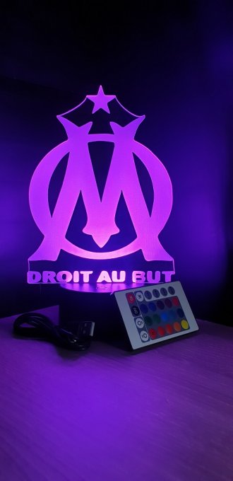 Lampe led 3D Olympique de Marseille, OM, ligue 1, sport, football, équipe ,veilleuse, déco, chevet