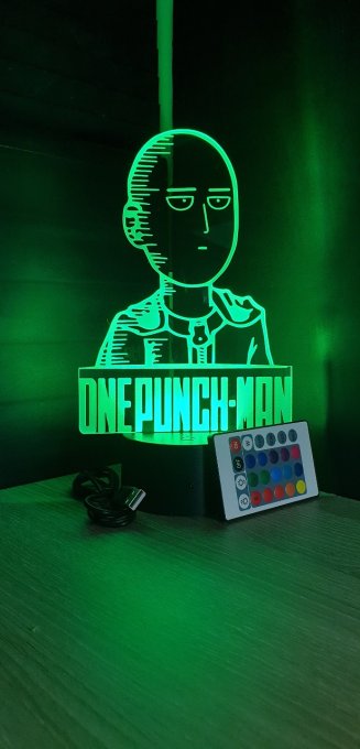 Lampe led 3D Buste Saitama, One punch Man, manga, chevet, illusion