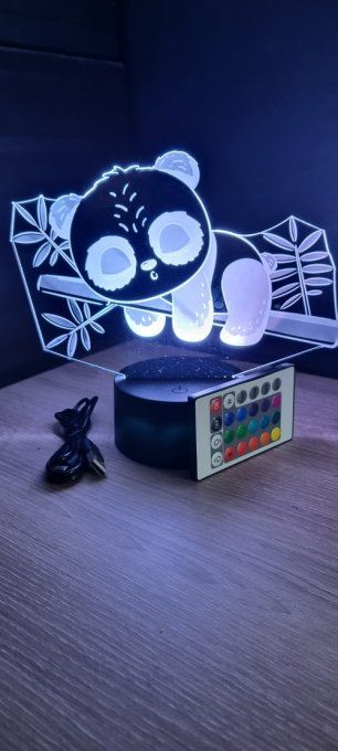 Lampe led 3D Bébé Panda, idée cadeau, veilleuse, déco, enfant, chambre, illusion