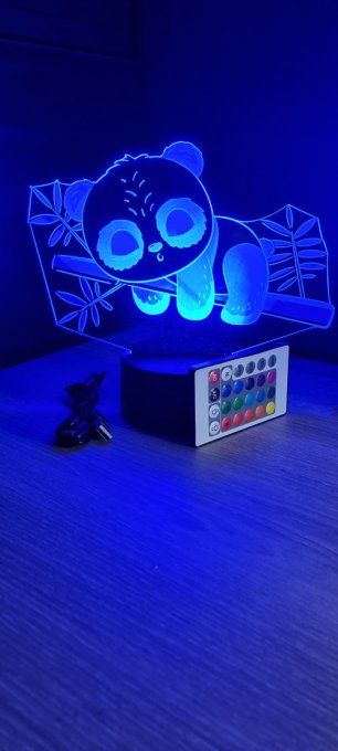 Lampe led 3D Bébé Panda, idée cadeau, veilleuse, déco, enfant, chambre, illusion