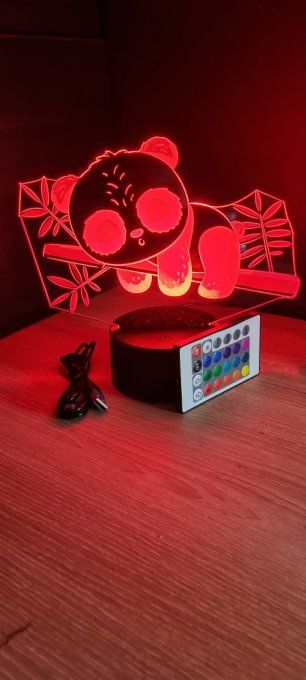 Lampe led 3D Bébé Panda, idée cadeau, veilleuse, déco, enfant, chambre, illusion