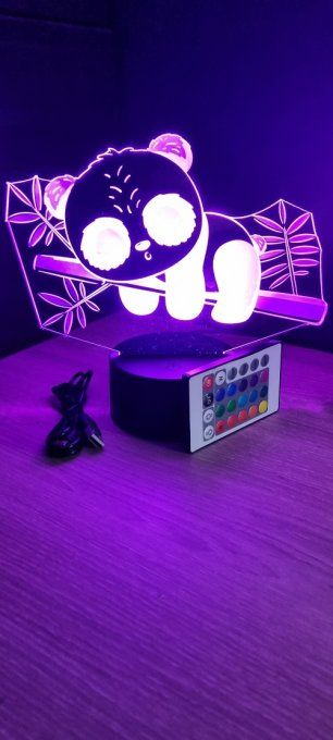 Lampe led 3D Bébé Panda, idée cadeau, veilleuse, déco, enfant, chambre, illusion