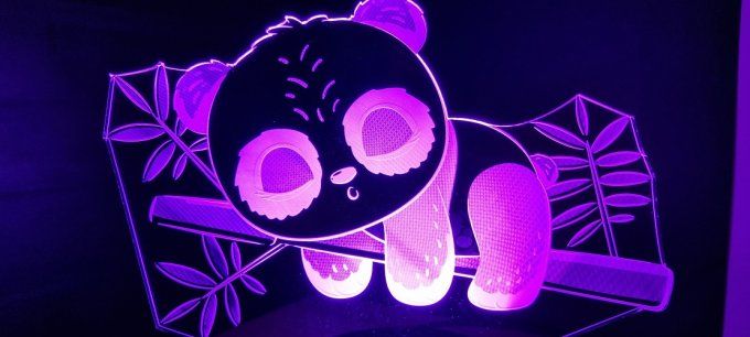 Lampe led 3D Bébé Panda, idée cadeau, veilleuse, déco, enfant, chambre, illusion