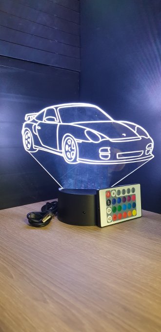 Lampe led 3D Porsche, voiture ,veilleuse, chevet, néon, luminaire