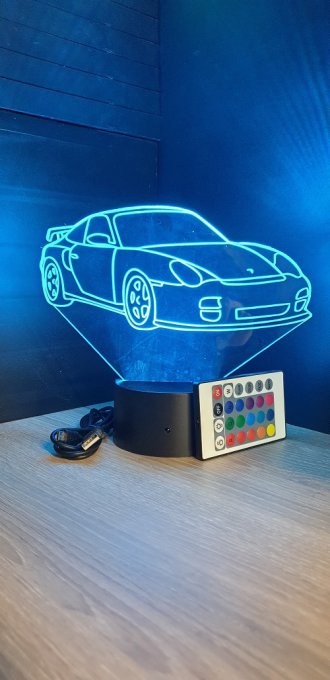 Lampe led 3D Porsche, voiture ,veilleuse, chevet, néon, luminaire