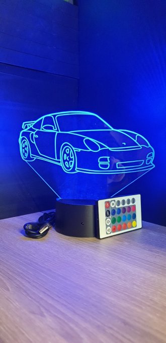 Lampe led 3D Porsche, voiture ,veilleuse, chevet, néon, luminaire