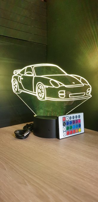 Lampe led 3D Porsche, voiture ,veilleuse, chevet, néon, luminaire