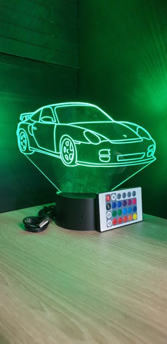 Lampe led 3D Porsche, voiture ,veilleuse, chevet, néon, luminaire