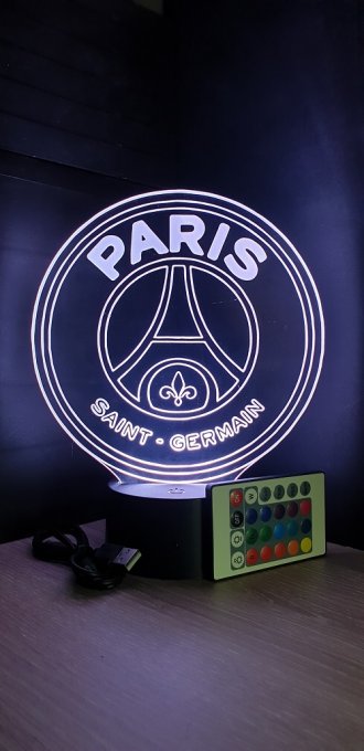 Lampe led 3D PSG, sport, football, ligue 1 chevet, cadeau, illusion