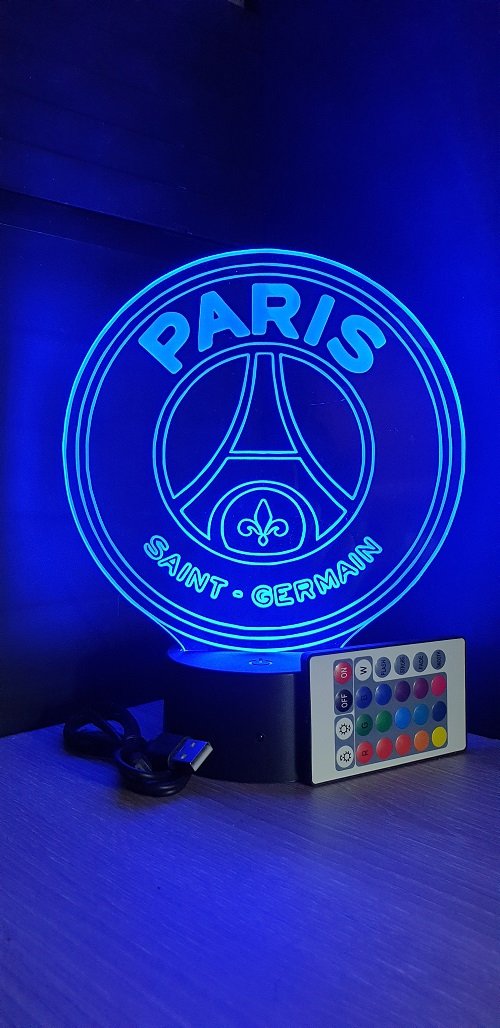 Grav'stylé: Lampe led 3D PSG, sport, football, ligue 1 chevet