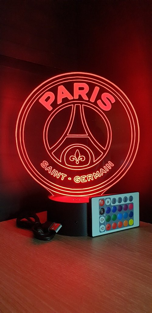 Grav'stylé: Lampe led 3D PSG, sport, football, ligue 1 chevet, cadeau,  illusion