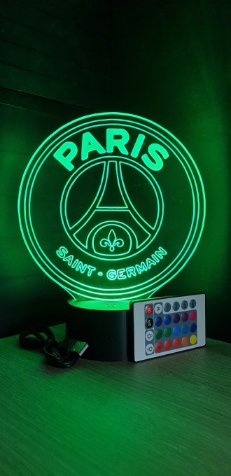 Lampe led 3D PSG, sport, football, ligue 1 chevet, cadeau, illusion