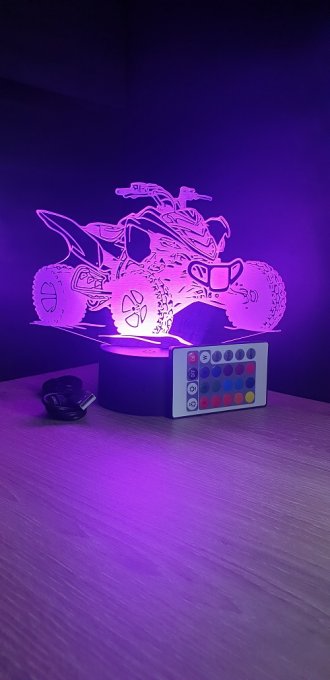 Lampe led 3D Quad, cross, Moto, veilleuse, déco, illusion, bureau