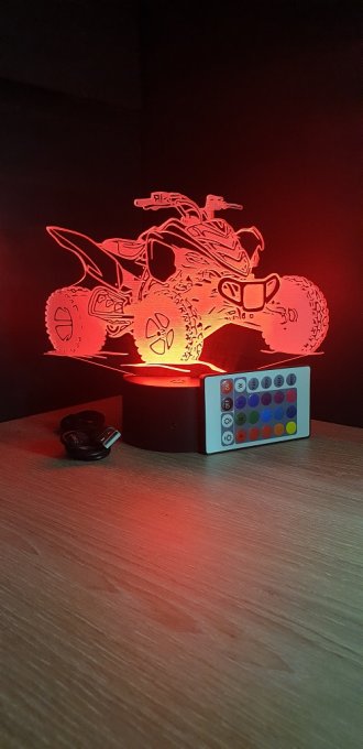 Lampe led 3D Quad, cross, Moto, veilleuse, chevet, néon, idée cadeau, déco, illusion, bureau