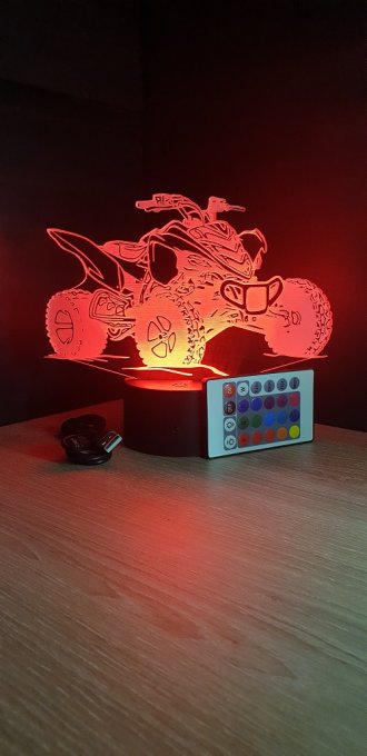 Lampe led 3D Quad, cross, Moto, veilleuse, déco, illusion, bureau