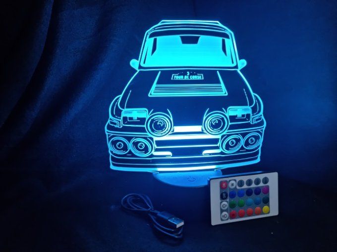 Lampe led 3D Renault 5 GT TURBO, retro, voiture, veilleuse, chevet, cadeau, déco, illusion