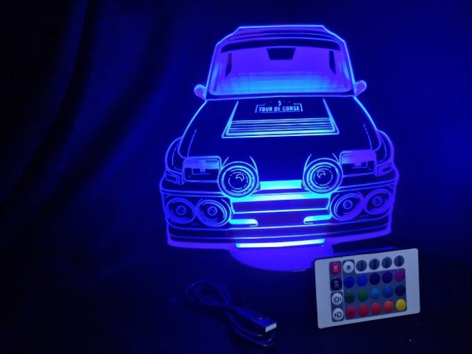 Lampe led 3D Renault 5 GT TURBO, retro, voiture, veilleuse, chevet, cadeau, déco, illusion