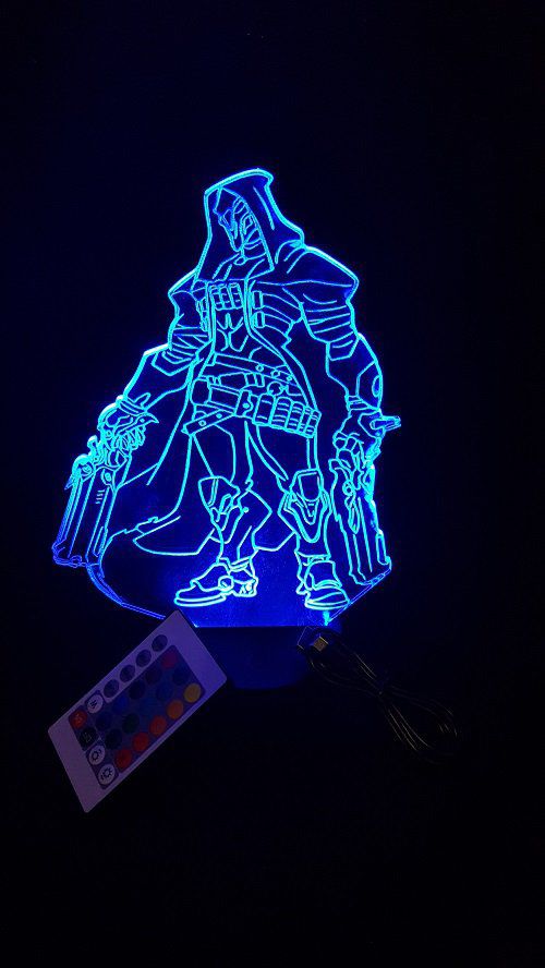 Lampe led 3D Reaper Overwatch, console, jeux vidéo, veilleuse, cadeau original, personnalisable