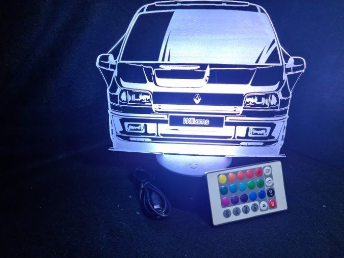 Lampe led 3D Renault Clio Williams, voiture, veilleuse, chevet, cadeau