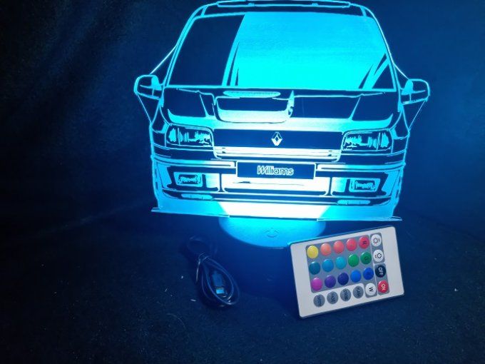 Lampe led 3D Renault Clio Williams, voiture, veilleuse, chevet, cadeau