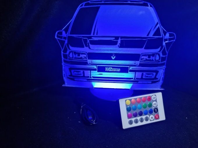 Lampe led 3D Renault Clio Williams, voiture, veilleuse, chevet, cadeau