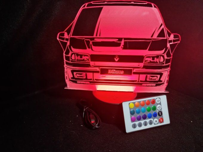 Lampe led 3D Renault Clio Williams, voiture, veilleuse, chevet, cadeau