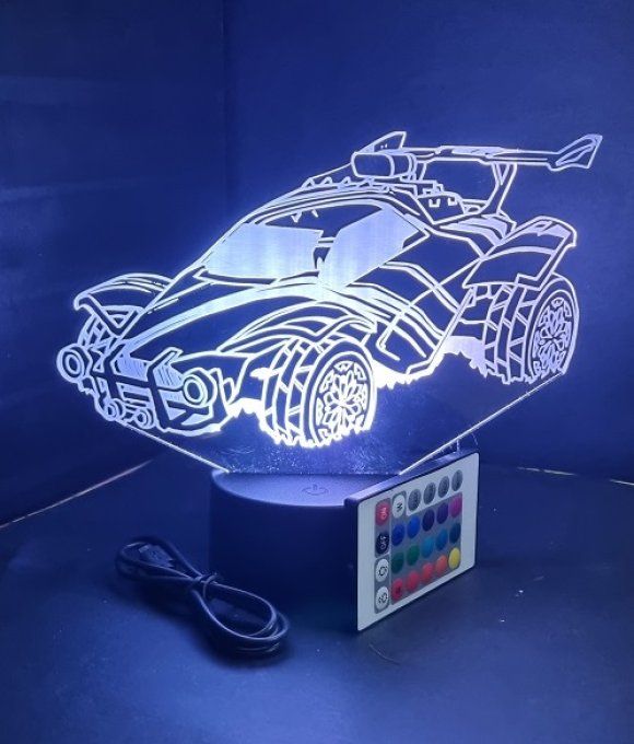 Lampe led 3D Rocket League, veilleuse, idée cadeau, jeux video, geek, déco, illusion, chevet