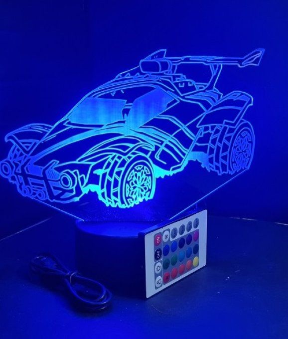 Lampe led 3D Rocket League, veilleuse, idée cadeau, jeux video, geek, déco, illusion, chevet