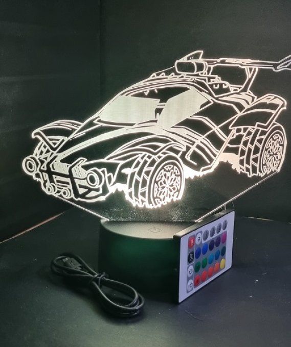 Lampe led 3D Rocket League, veilleuse, idée cadeau, jeux video, geek, déco, illusion, chevet